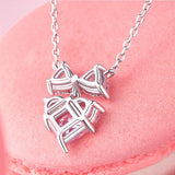 FANCIME "Bow For Princess" Pink Heart Sterling Silver Necklace