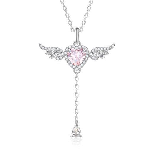 FANCIME „Angel's Love“ Halskette aus Sterlingsilber mit Aquamarin-Geburtsstein für März