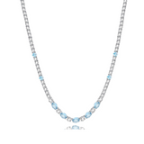 FANCIME „Glamour Radiance“ Geburtsstein März, Aquamarin im Fantasieschliff, Sterlingsilber-Tenniskette
