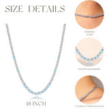 FANCIME „Glamour Radiance“ Geburtsstein März, Aquamarin im Fantasieschliff, Sterlingsilber-Tenniskette