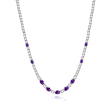„Glamour Radiance“ – Tennis-Halskette aus Sterlingsilber mit Amethyst als Geburtsstein für Februar (ausgefallener Schliff) 
