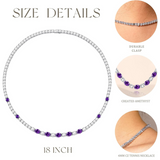 „Glamour Radiance“ – Tennis-Halskette aus Sterlingsilber mit Amethyst als Geburtsstein für Februar (ausgefallener Schliff) 