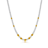 FANCIME „Glamour Radiance“ November-Geburtsstein, gelber Citrin im Fantasieschliff, Sterlingsilber-Tenniskette 