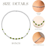 „Glamour Radiance“ – Tennis-Halskette aus Sterlingsilber mit Peridot-Geburtsstein im Fantasieschliff für August 