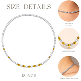 FANCIME „Glamour Radiance“ November-Geburtsstein, gelber Citrin im Fantasieschliff, Sterlingsilber-Tenniskette 