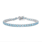 "Blue Bliss" Aquamarin-Tennisarmband aus Sterlingsilber 