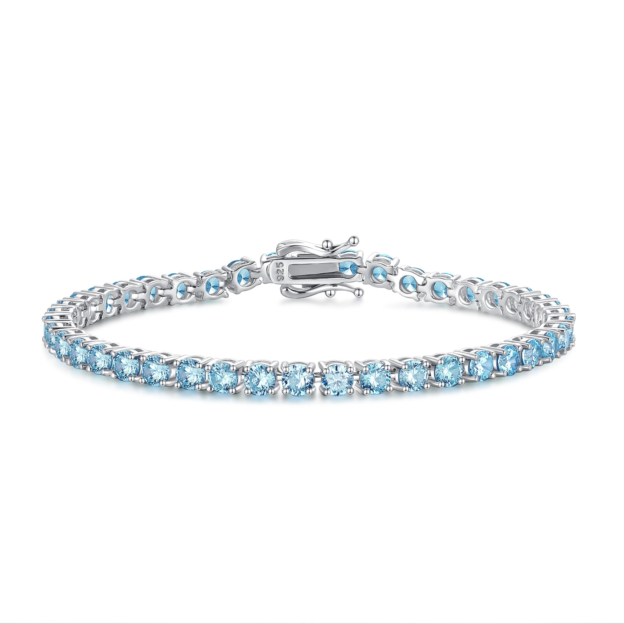 "Blue Bliss" Aquamarin-Tennisarmband aus Sterlingsilber 