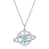 FANCIME „Stellar Promise“ Aquamarin-Halskette aus Sterlingsilber mit Geburtsstein März