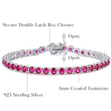 "Royal Red" Rubin-Geburtsstein-Tennisarmband aus Sterlingsilber für Juli 