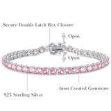 "Romance Rose" Bracelet Tennis en Argent Sterling Pierre Rose