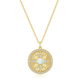 FANCIME "Lumen Star" Opal October Birthstone Sterling Silver Necklace
