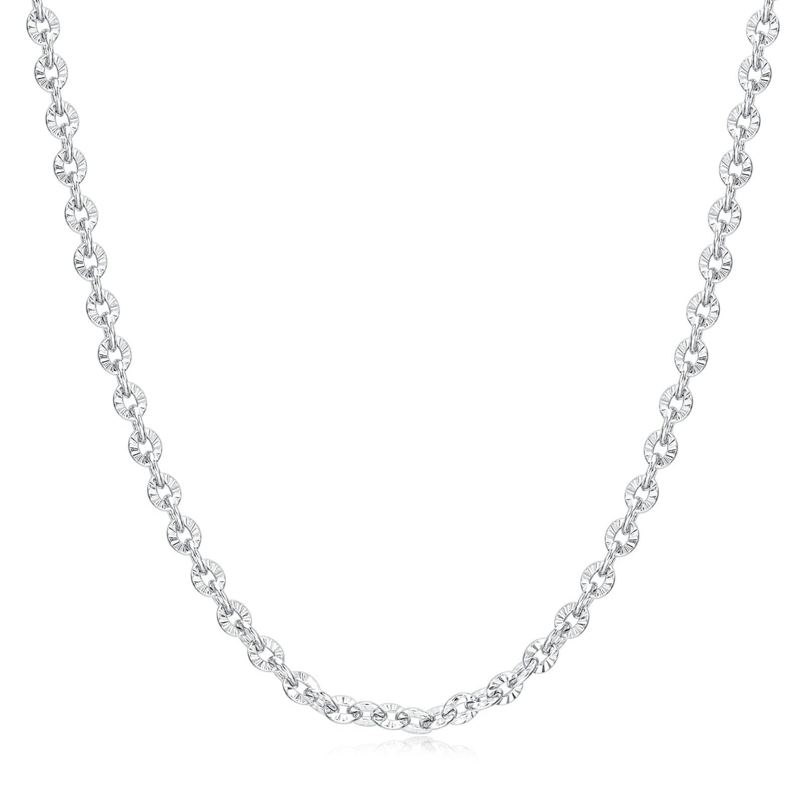 FANCIME "Sunlit Grace" Classic Floral Link Sterling Silver Chain Necklace