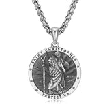 FANCIME St. Christopher Medaillen Amulett Sterling Silber Herren Anhänger Halskette Heilige Serie 