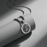 FANCIME St. Christopher Medaillen Amulett Sterling Silber Herren Anhänger Halskette Heilige Serie 