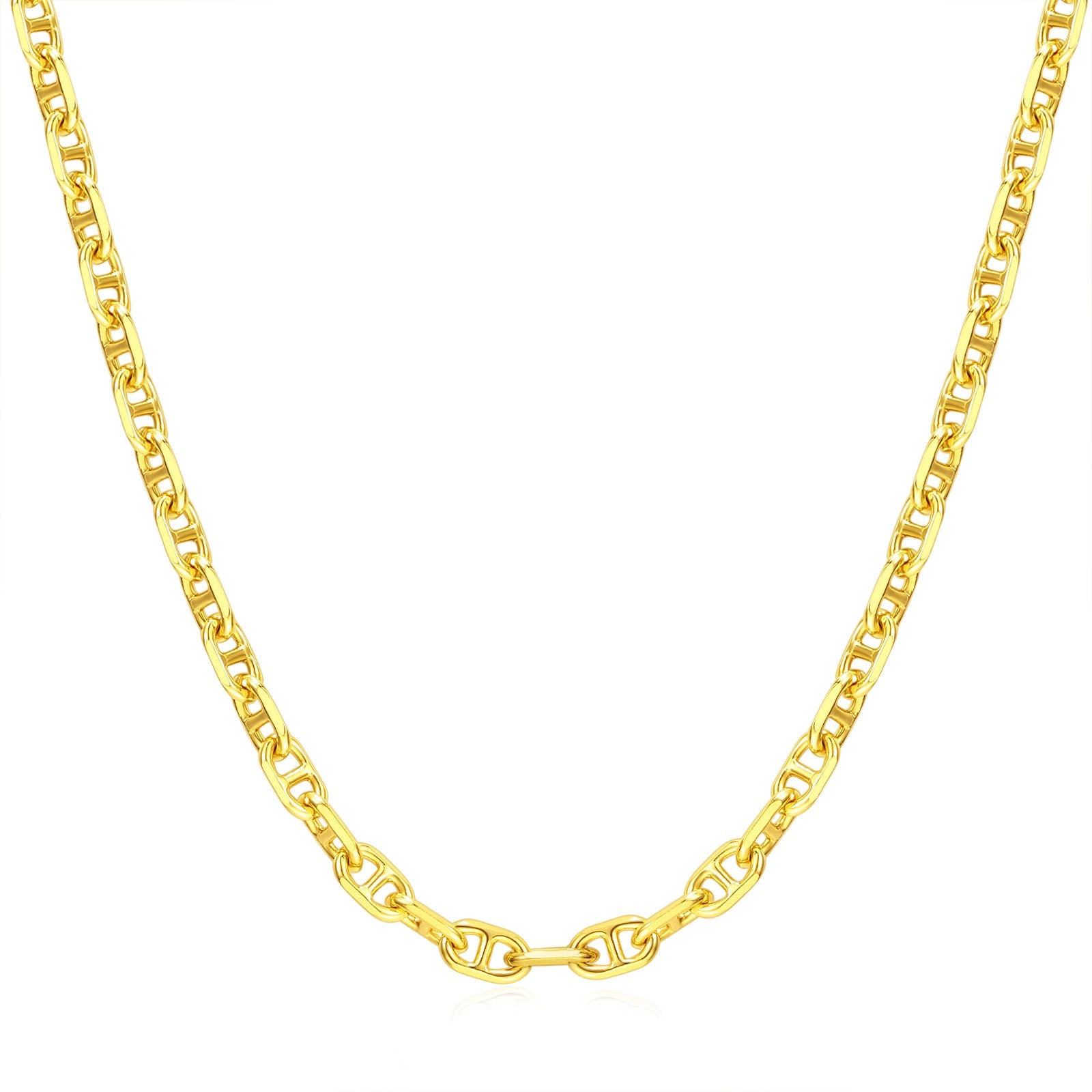 FANCIME "Sunlit Grace" Classic Square Link Sterling Silver Chain Necklace
