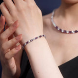 Armband „Glamour Radiance“ mit Geburtsstein Februar, Tennis-Amethyst im Fantasieschliff, Sterlingsilber
