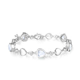 FANCIME Halo Herz Juni Geburtsstein Mondstein Station Tennis Sterling Silber Armband