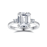 FANCIME Dreistein-Moissanit-Ring aus Sterlingsilber im Smaragdschliff