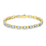 Armband „Glamour Radiance“ mit Geburtsstein März, aus Aquamarin im Fantasieschliff, Sterlingsilber