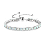 „Ewige Eleganz“ – Opal-Tennisarmband aus Sterlingsilber mit Geburtsstein Oktober und klassischer Bolo-Kette