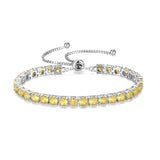 "Élégance Éternelle" Bracelet de tennis en argent sterling avec citrine jaune, pierre de naissance de novembre, chaîne bolo classique