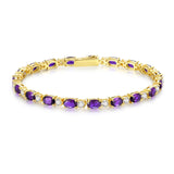 Armband „Glamour Radiance“ mit Geburtsstein Februar, Tennis-Amethyst im Fantasieschliff, Sterlingsilber