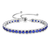 "Élégance Éternelle" Bracelet de Tennis en Saphir en Argent Sterling avec Chaîne Bolo Classique de Septembre