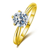 FANCIME Klassischer Solitärring mit rundem Moissanit-Schliff aus Sterlingsilber
