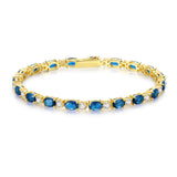 Armband „Glamour Radiance“ mit Geburtsstein Dezember, ausgefallen geschliffenem Tennis-Blautopas, Sterlingsilber 