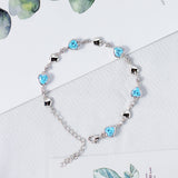 FANCIME Halo Herzarmband mit Geburtsstein Aquamarin für März, Station Tennis Sterling Silber