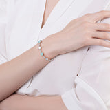 FANCIME Bracelet en Argent Sterling Tennis Pierre de Naissance d'Octobre en Opale Cœur Halo