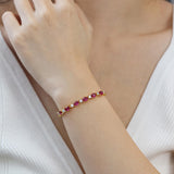 "Radiance Glamour" Bracelet Tennis en Argent Sterling Rubis Taille Fantaisie Pierre de Naissance de Juillet