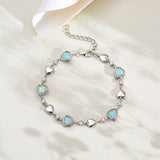 FANCIME Bracelet en Argent Sterling Tennis Pierre de Naissance d'Octobre en Opale Cœur Halo