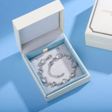 FANCIME Halo Herz Juni Geburtsstein Mondstein Station Tennis Sterling Silber Armband