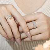FANCIME Klassischer Solitärring mit strahlend geschliffenem Moissanit aus Sterlingsilber