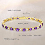 Armband „Glamour Radiance“ mit Geburtsstein Februar, Tennis-Amethyst im Fantasieschliff, Sterlingsilber