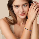 "Élégance Éternelle" Bracelet de Tennis en Saphir en Argent Sterling avec Chaîne Bolo Classique de Septembre
