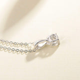 FANCIME Moissanite Infinity Ribbon Solitaire 14K White Gold Necklace