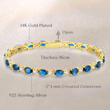 Armband „Glamour Radiance“ mit Geburtsstein Dezember, ausgefallen geschliffenem Tennis-Blautopas, Sterlingsilber 