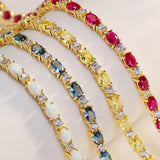 "Radiance Glamour" Bracelet Tennis en Argent Sterling Rubis Taille Fantaisie Pierre de Naissance de Juillet