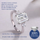 FANCIME Dreistein-Moissanit-Ring aus Sterlingsilber im Smaragdschliff