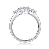 FANCIME Dreistein-Ring aus runden Moissaniten in Sterlingsilber