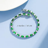 Armband „Glamour Radiance“ mit Geburtsstein Mai, Tennis-Smaragd im Fantasieschliff, Sterlingsilber 