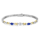 FANCIME „Eternal Duo“ September Geburtsstein Saphir Sterling Silber Tennisarmbänder 