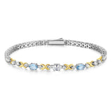 FANCIME "Duo Éternel" Bracelets de Tennis en Argent Sterling avec Pierre de Naissance de Mars Aigue-Marine