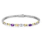 FANCIME „Eternal Duo“ Amethyst-Tennisarmbänder aus Sterlingsilber mit Geburtsstein Februar 