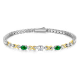FANCIME "Duo Éternel" Bracelets de Tennis en Argent Sterling avec Pierre de Naissance de Mai Émeraude