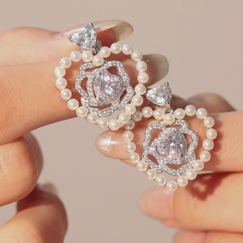 FANCI ME "Rose Amour" Sterling Silver Drop Earrings Main Video