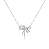 FANCIME "Satin Bow" Bow Pink CZ Sterling Silver Necklace Main