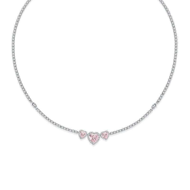 FANCIME "Ms Charming" Halo Heart Tennis Sterling Silver Necklace Main